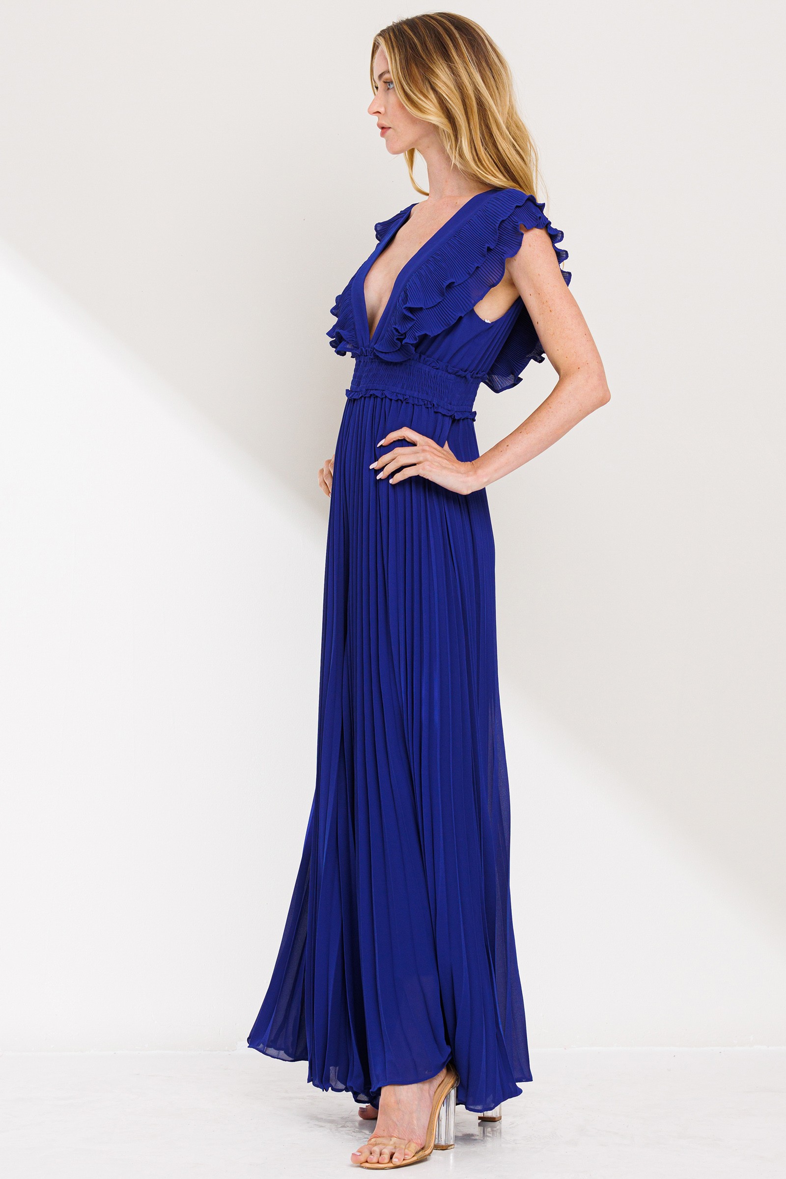 Pleated Wide Leg Jumpsuit