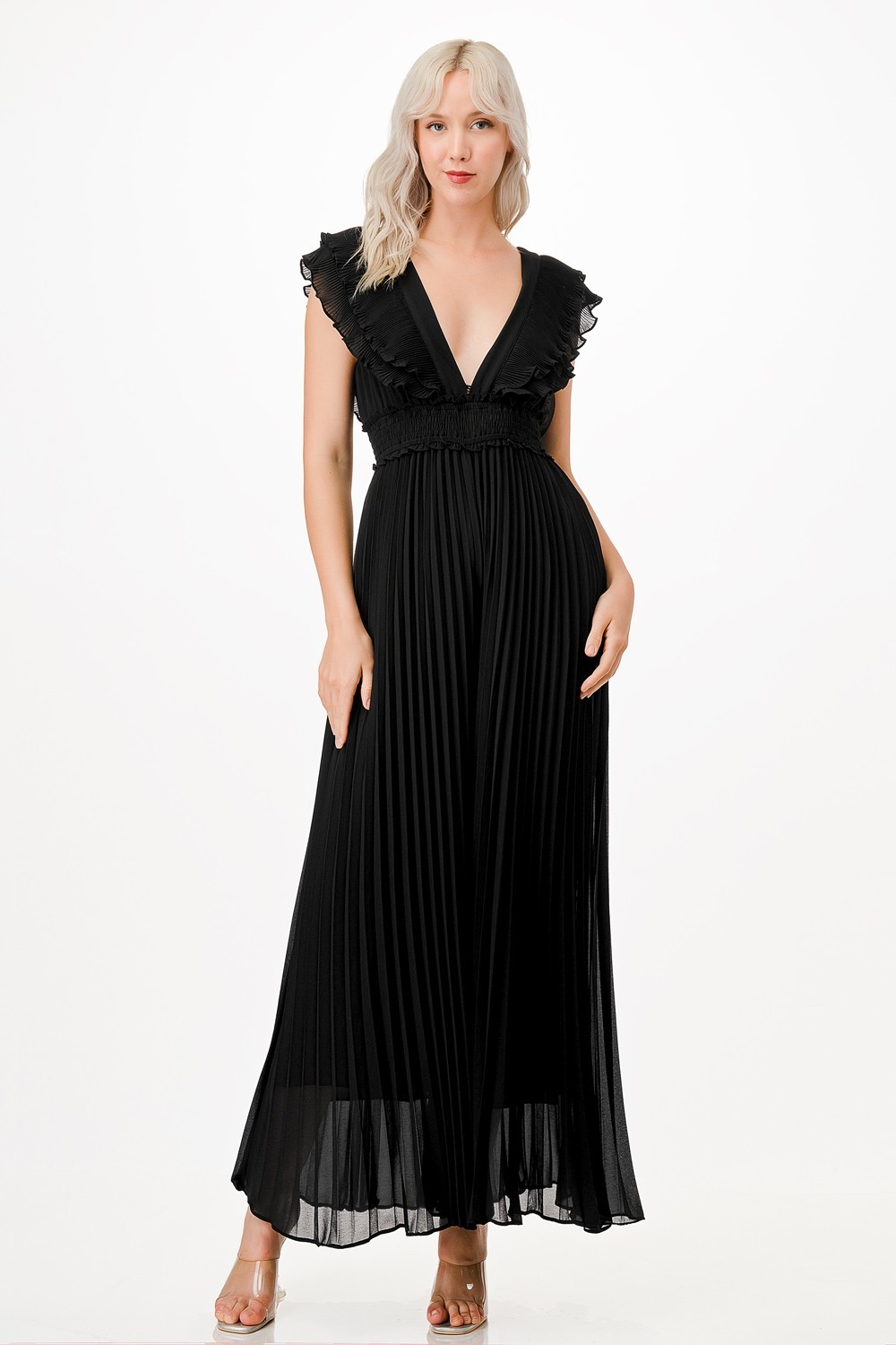 Pleated Wide Leg Jumpsuit