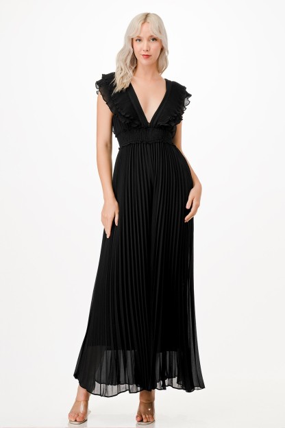 Pleated Wide Leg Jumpsuit