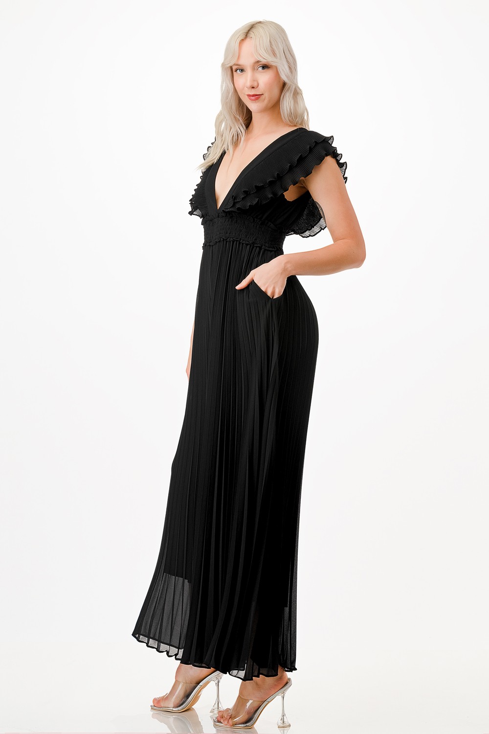 Pleated Wide Leg Jumpsuit
