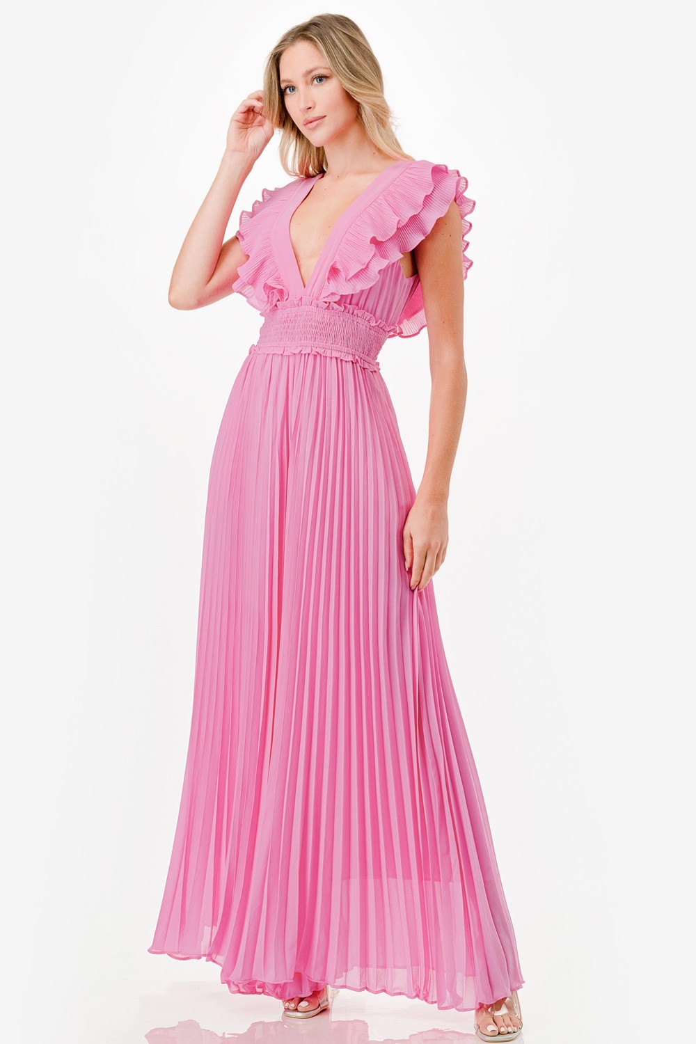 Pleated Wide Leg Jumpsuit