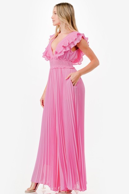 Pleated Wide Leg Jumpsuit