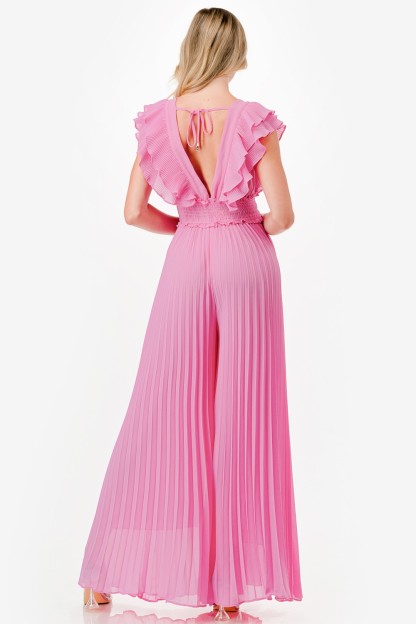 Pleated Wide Leg Jumpsuit