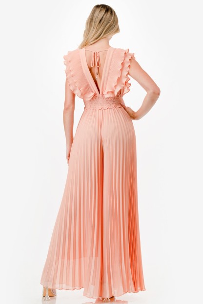 Pleated Wide Leg Jumpsuit