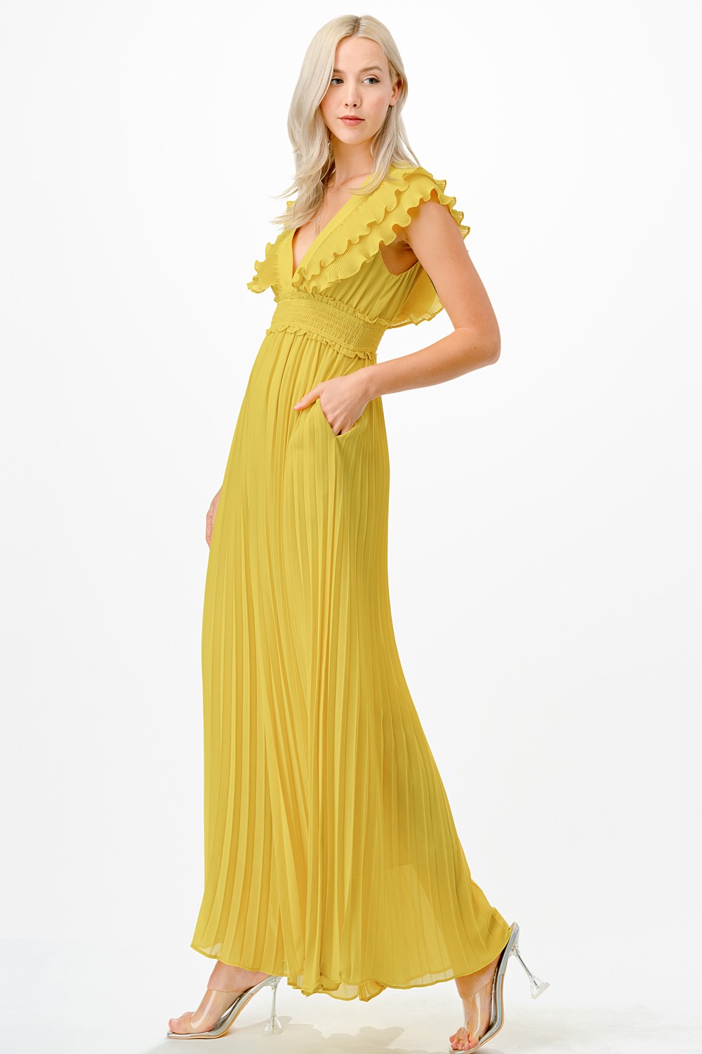 Pleated Wide Leg Jumpsuit