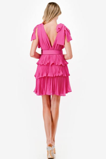 Pleated Tiered Layers Short Dress