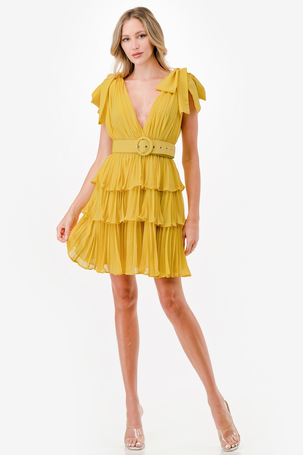 Pleated Tiered Layers Short Dress