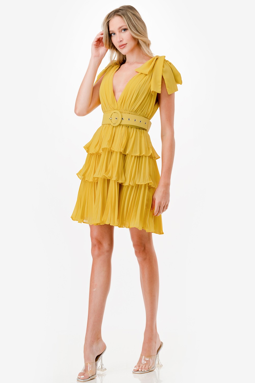 Pleated Tiered Layers Short Dress