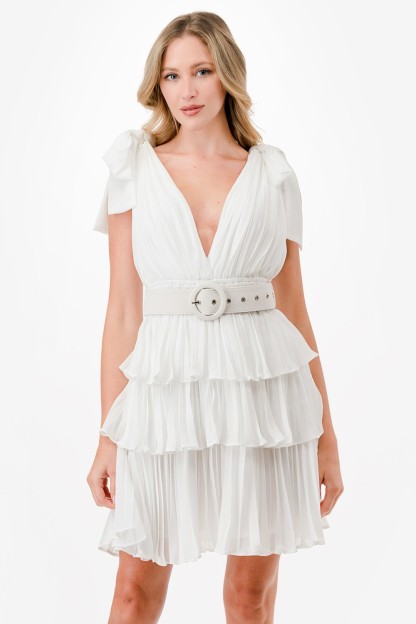 Pleated Tiered Layers Short Dress