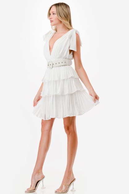 Pleated Tiered Layers Short Dress