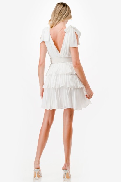 Pleated Tiered Layers Short Dress