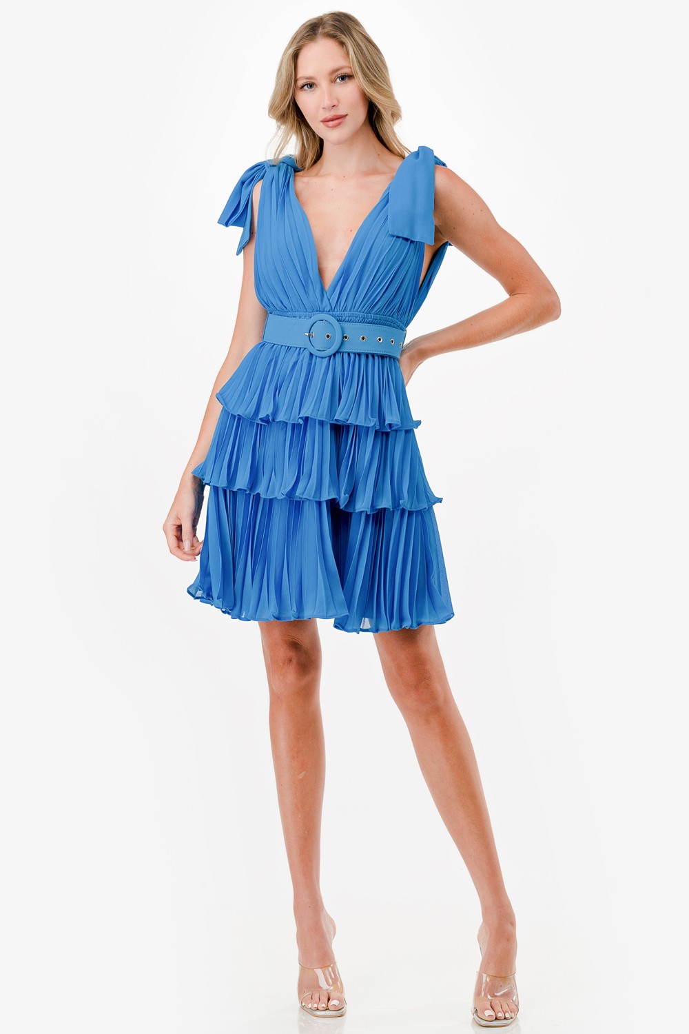 Pleated Tiered Layers Short Dress