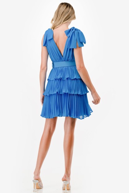 Pleated Tiered Layers Short Dress