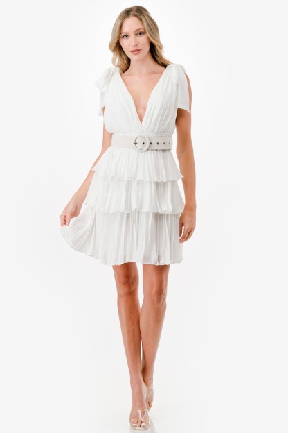 Pleated Tiered Layers Short Dress