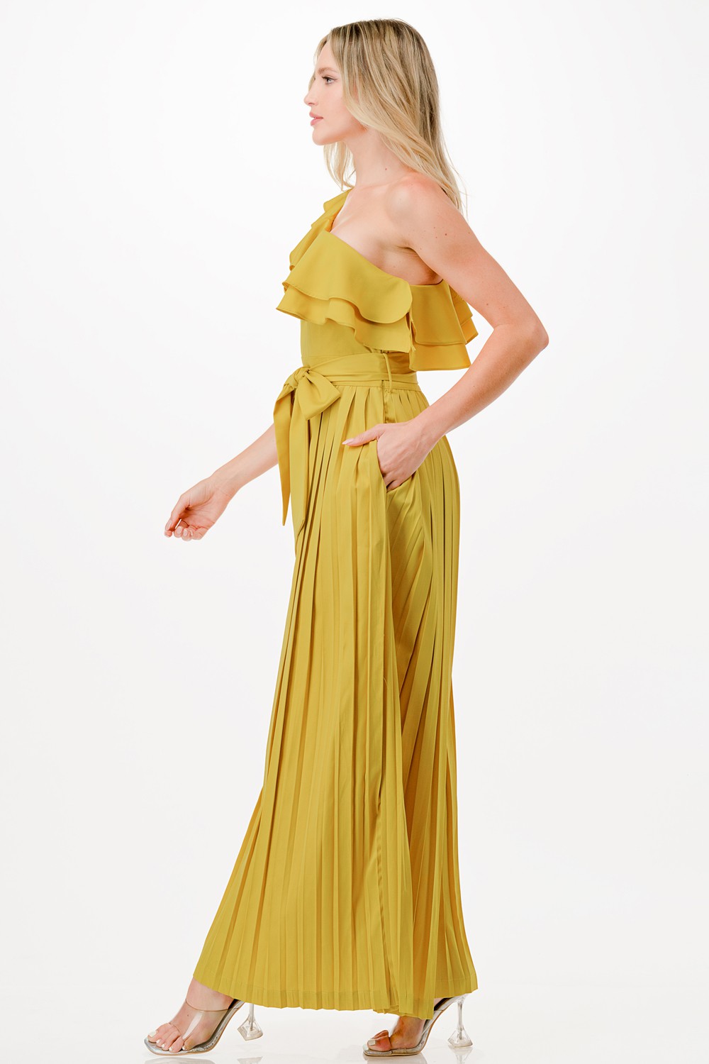 Pleated One Shoulder Jumpsuit