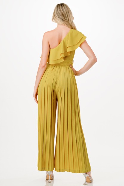 Pleated One Shoulder Jumpsuit