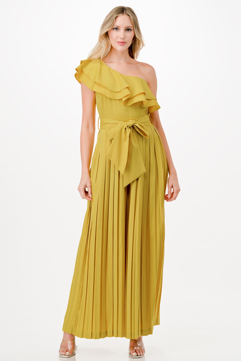 Pleated One Shoulder Jumpsuit