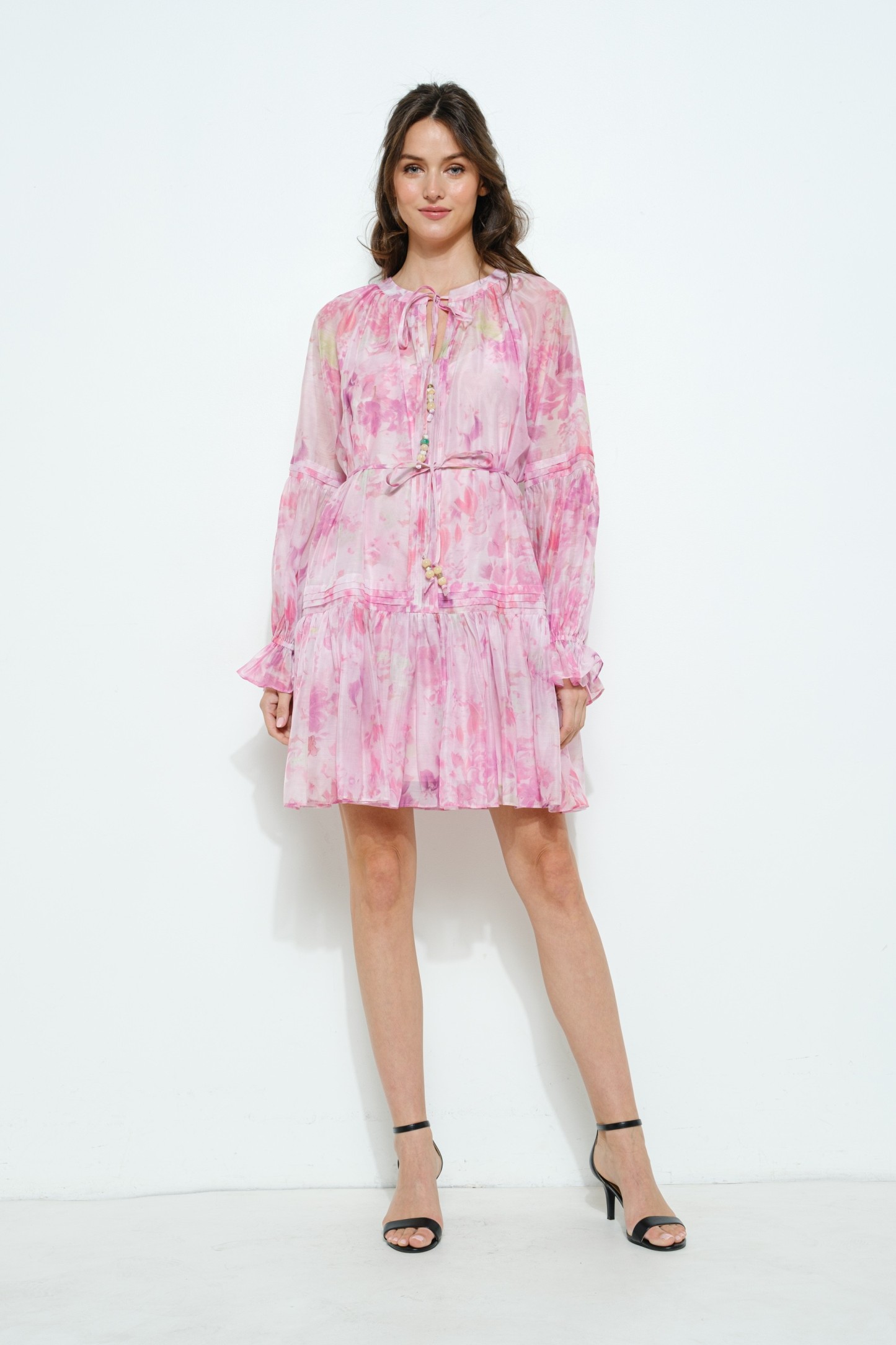 Long Sleeve Floral Boho Mini Dress #23674755