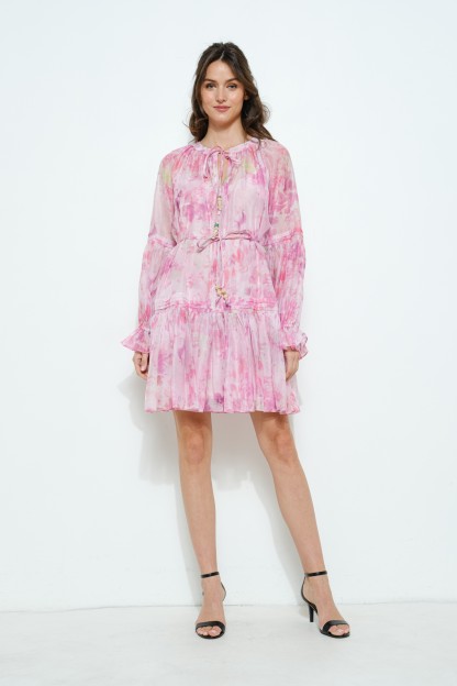 Long Sleeve Floral Boho Mini Dress #23674755