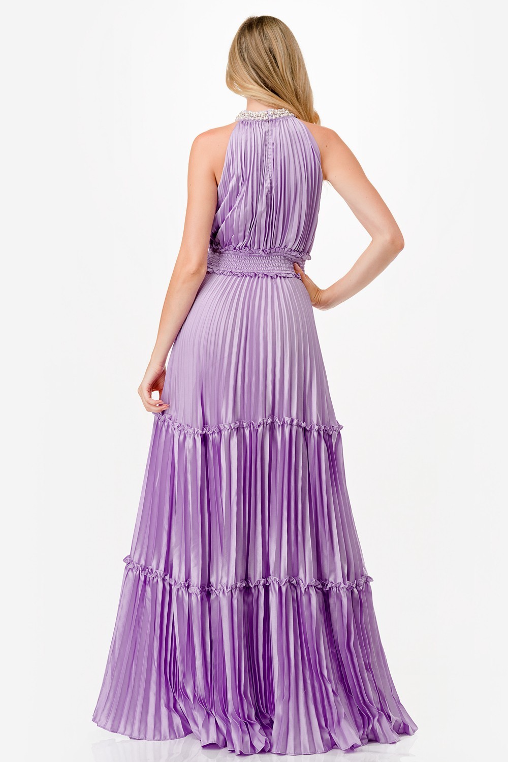 Embellished Satin Maxi Dress