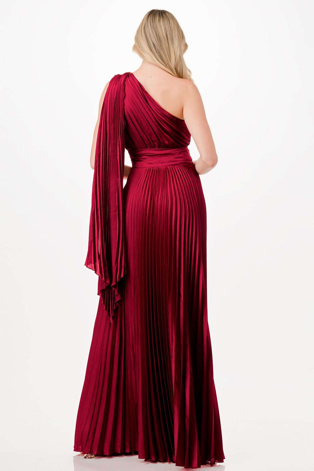 One Shoulder Satin Maxi Dress