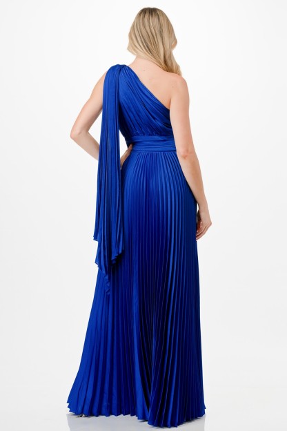 One Shoulder Satin Maxi Dress