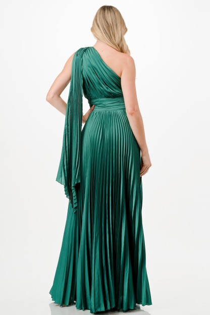 One Shoulder Satin Maxi Dress