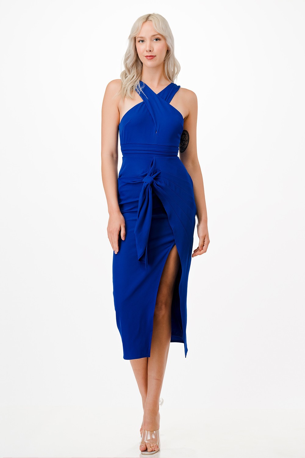 Front Ribbon Detail Midi Dress