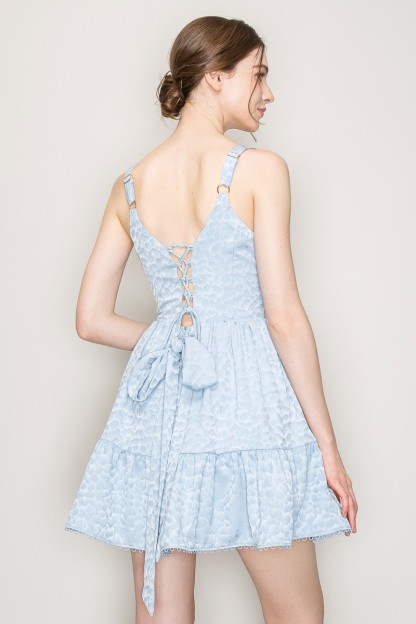 Square Neck Corset Detail Sleeveless Mini Dress #23534841