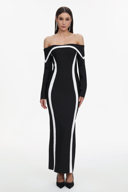 Hilda Off-the-Shoulder Long Sleeve Maxi Dress