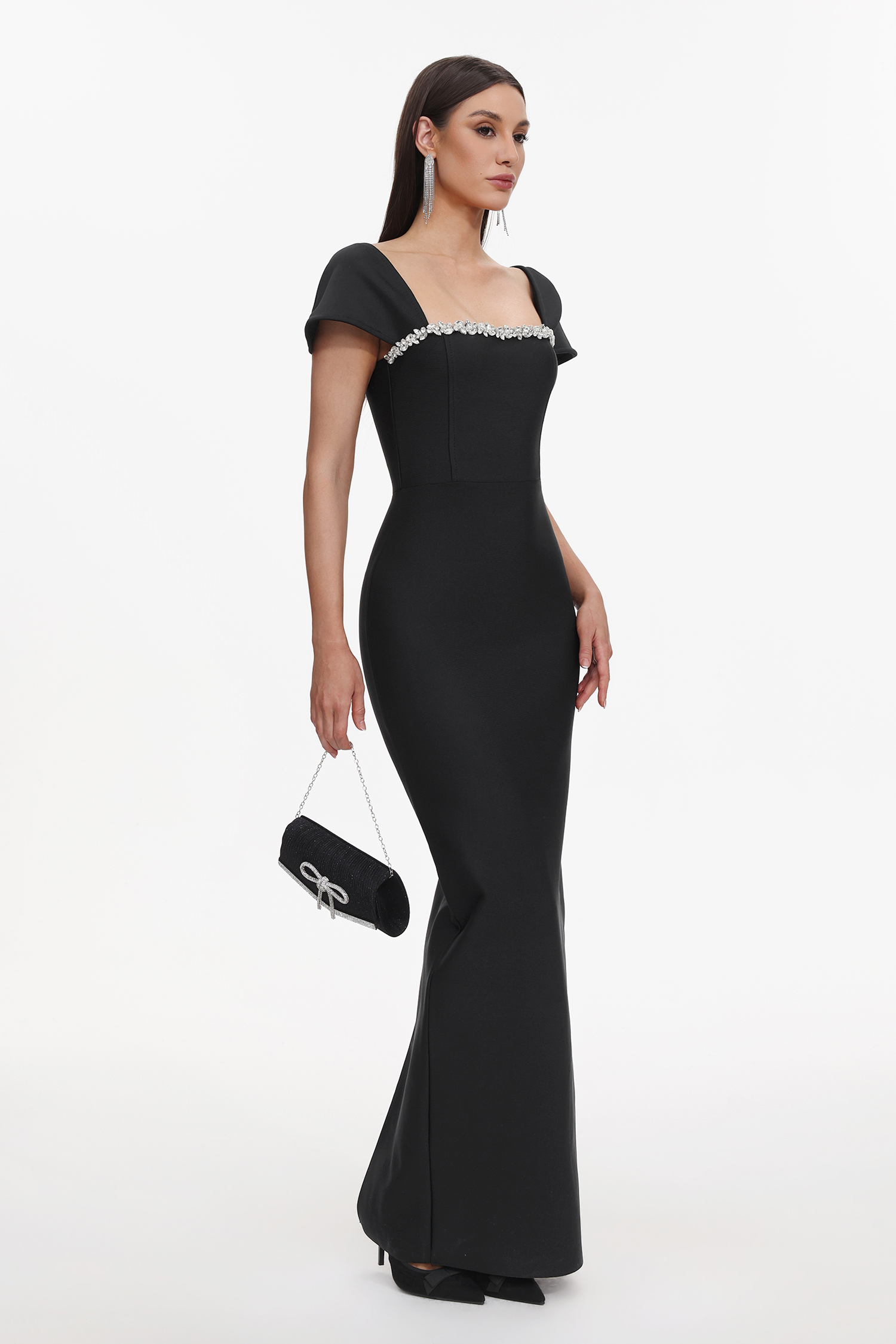 Romelle Short Sleeve Diamond Bandage Maxi Dress