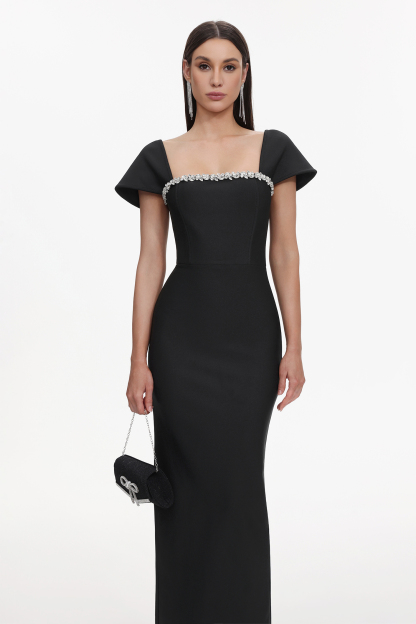 Romelle Short Sleeve Diamond Bandage Maxi Dress
