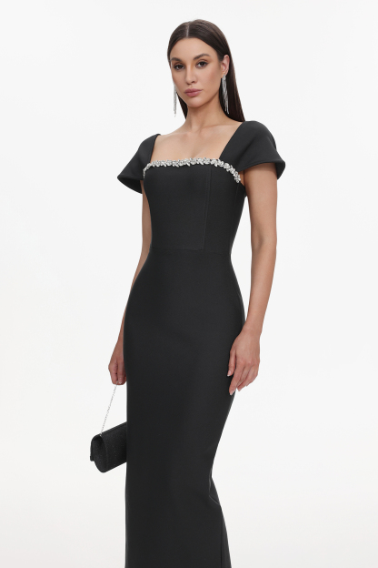Romelle Short Sleeve Diamond Bandage Maxi Dress