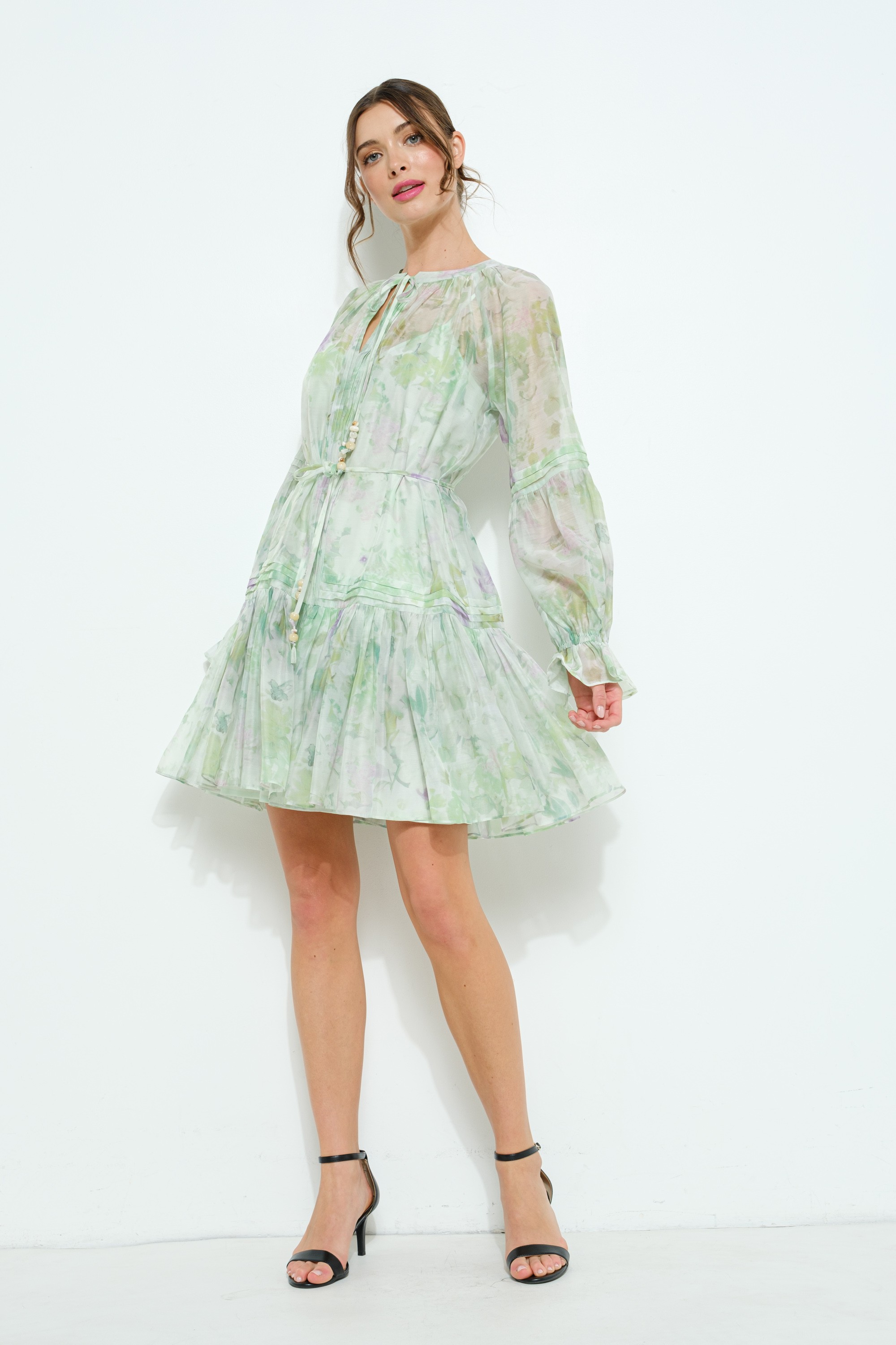 Long Sleeve Floral Boho Mini Dress #23674755