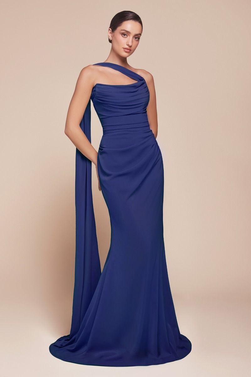 Fitted Strapless Scoop Versitile Tie Chiffon Dress 7433