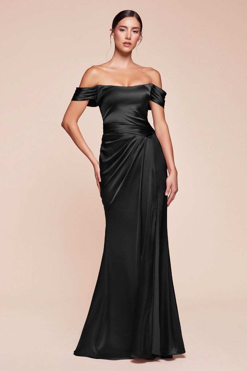 Off The Shoulder Lace Up Corset Satin Gown 7452