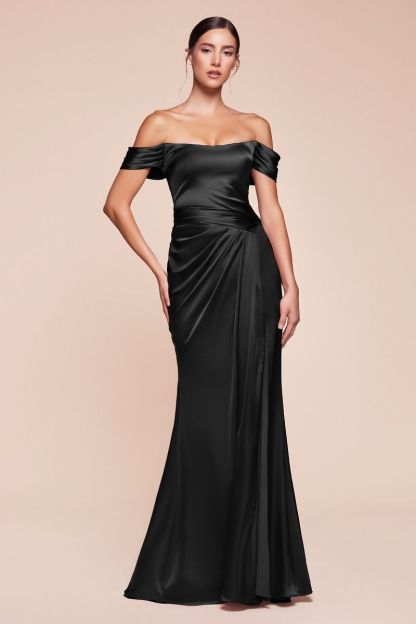 Off The Shoulder Lace Up Corset Satin Gown 7452