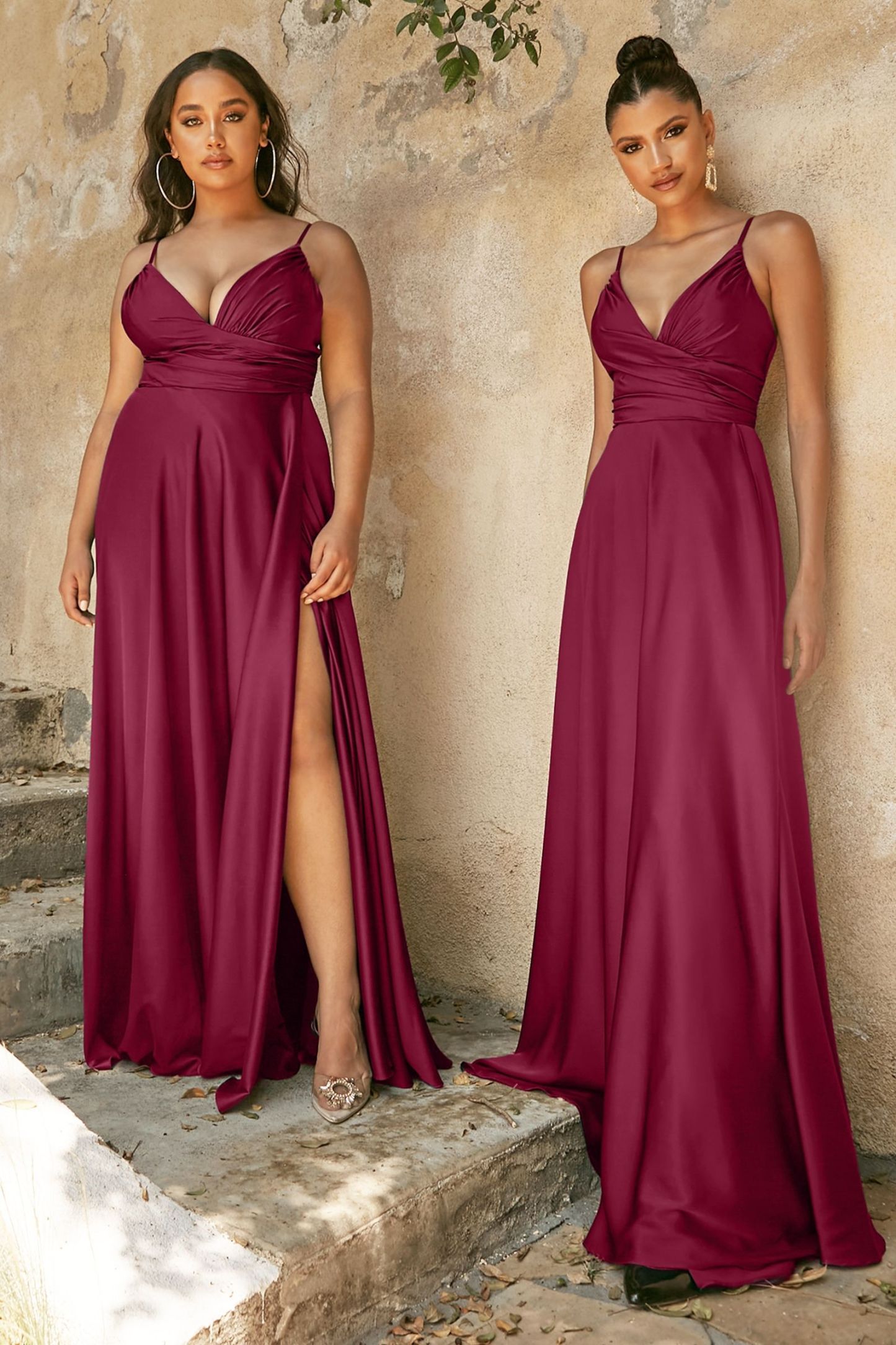 A-Line Sweatheart Neck Soft Satin Dress With Slit 7485