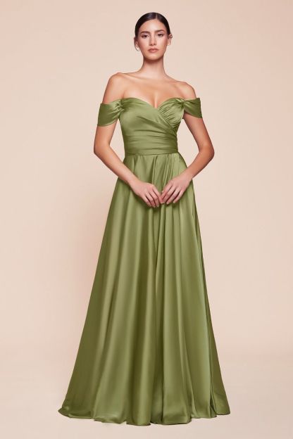 Curve A-Line Sweetheart Satin Off The Shoulder Dress 7493