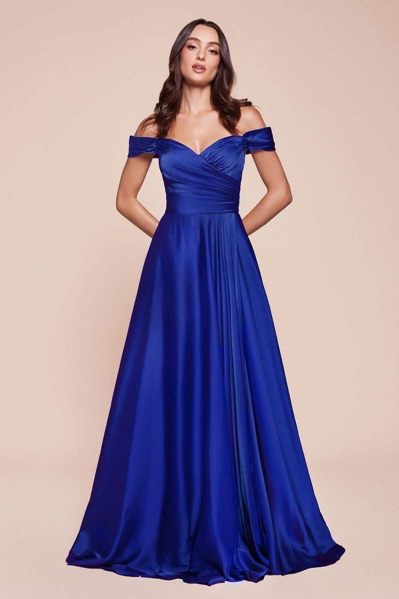 Curve A-Line Sweetheart Satin Off The Shoulder Dress 7493