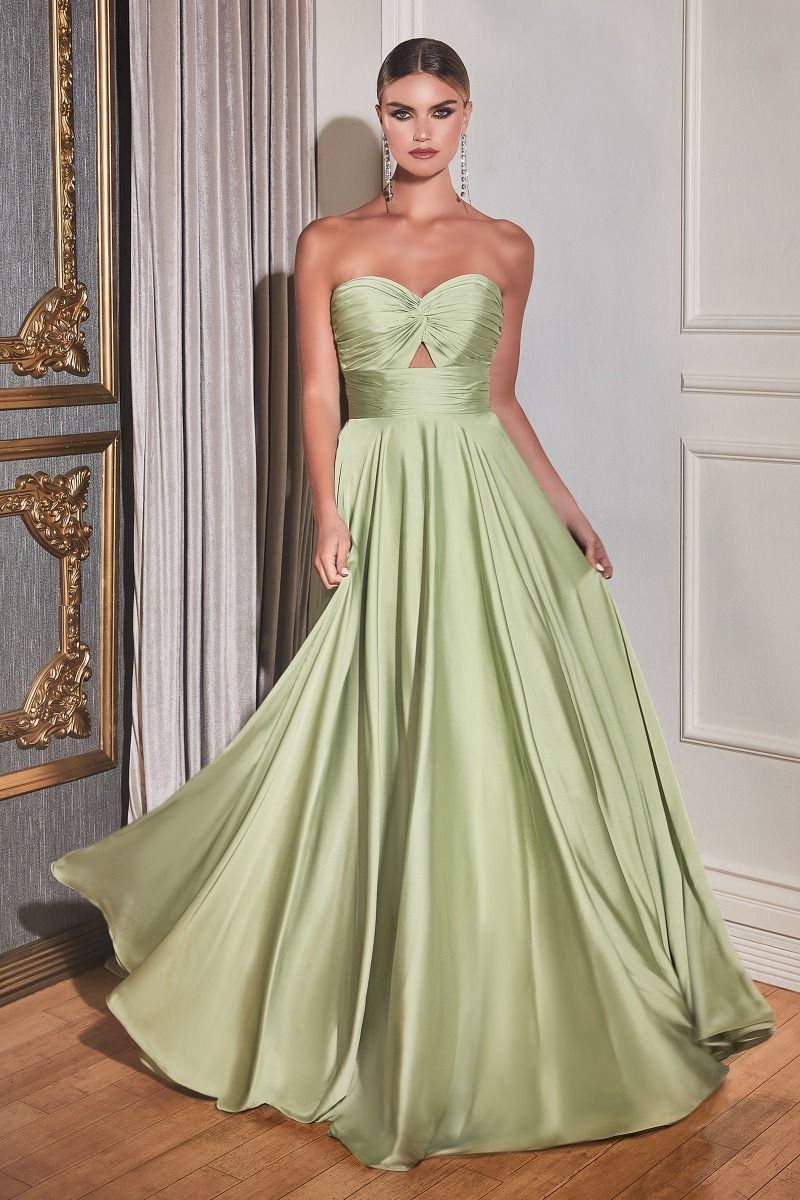 A-Line sweetheart Satin Strapless Keyhole Dress 7496