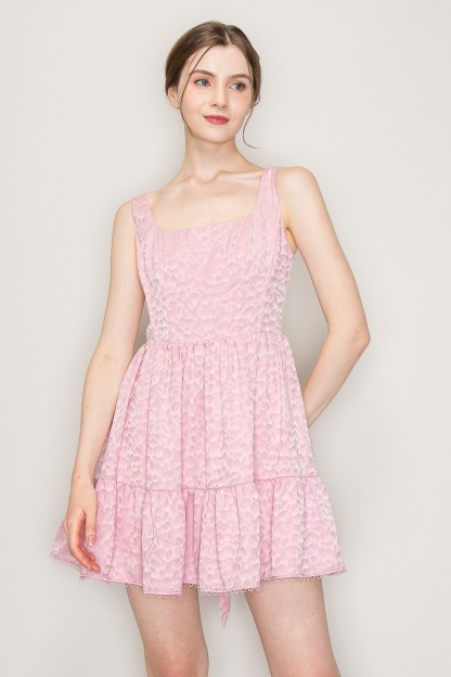 Square Neck Corset Detail Sleeveless Mini Dress #23679445