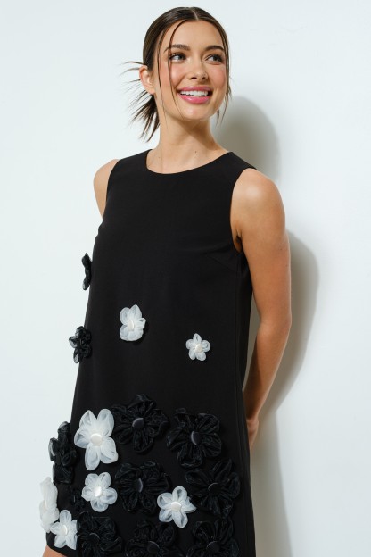 Sleeveless Floral Applique A-line Mini Dress #23691234