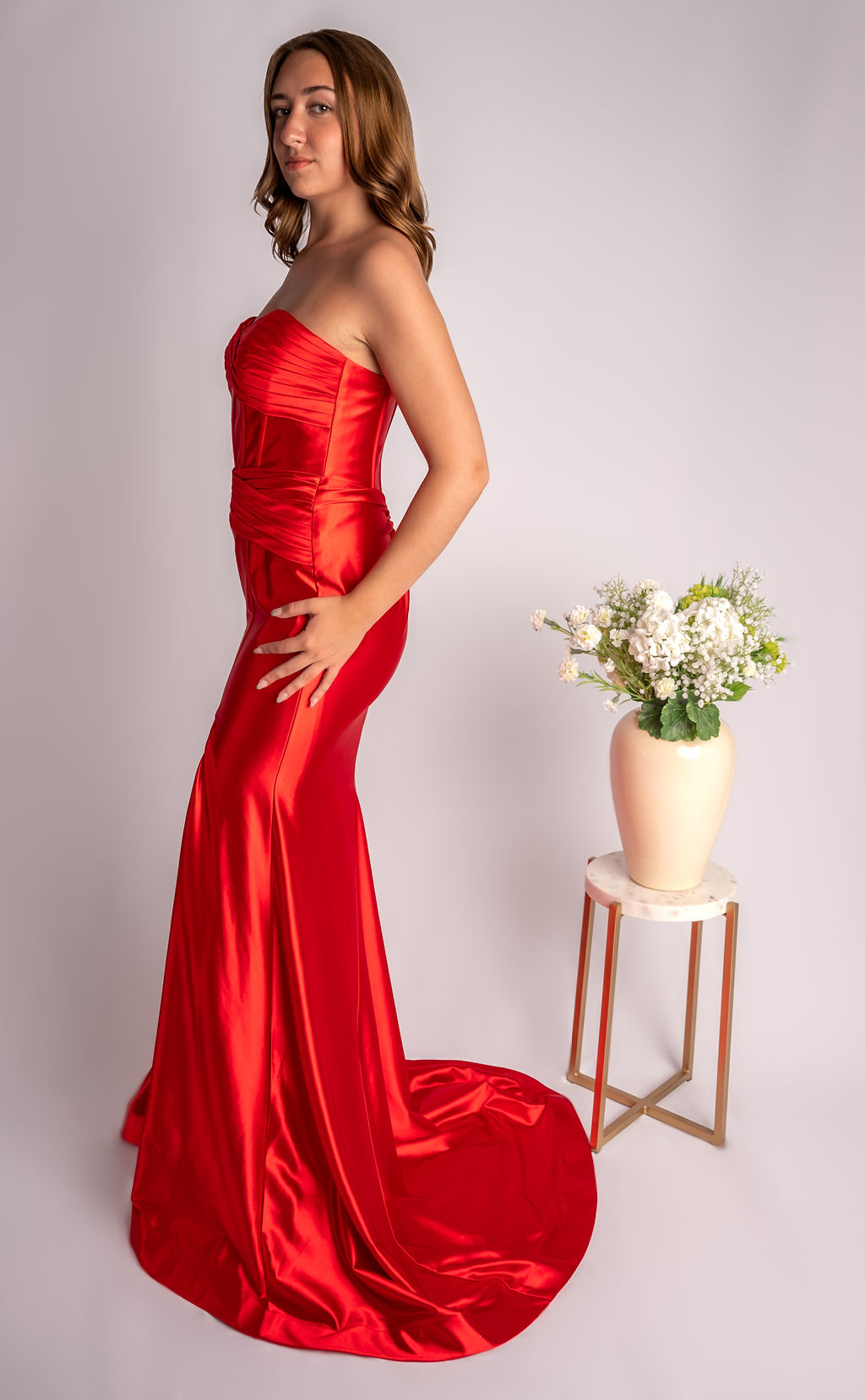 Fit And Flare Sweetheart Strapless Slit Prom Dress With Cutout #CL023