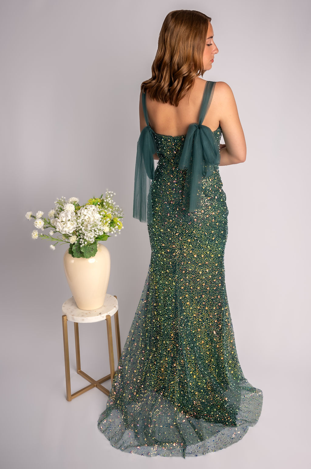 Sheath V-Neck Straps Prom Dress With Triangle Bust And Slit #CL032