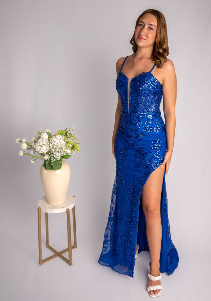 Glittery Sheath Deep Mesh V Sweetheart Prom Dress #CL033