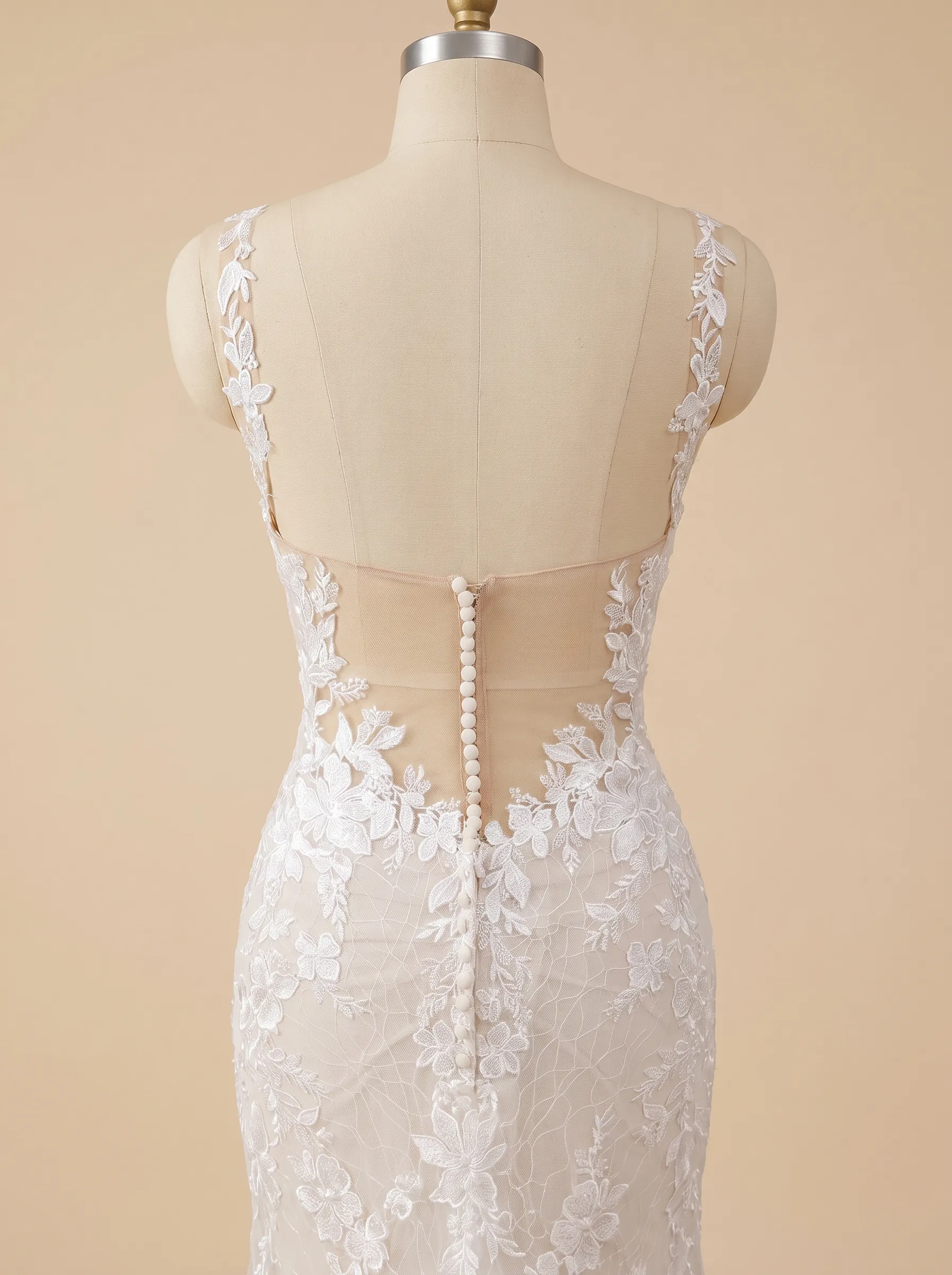 Couture Lee V-Neck Lace Mermaid Wedding Dress With Spaghetti Straps