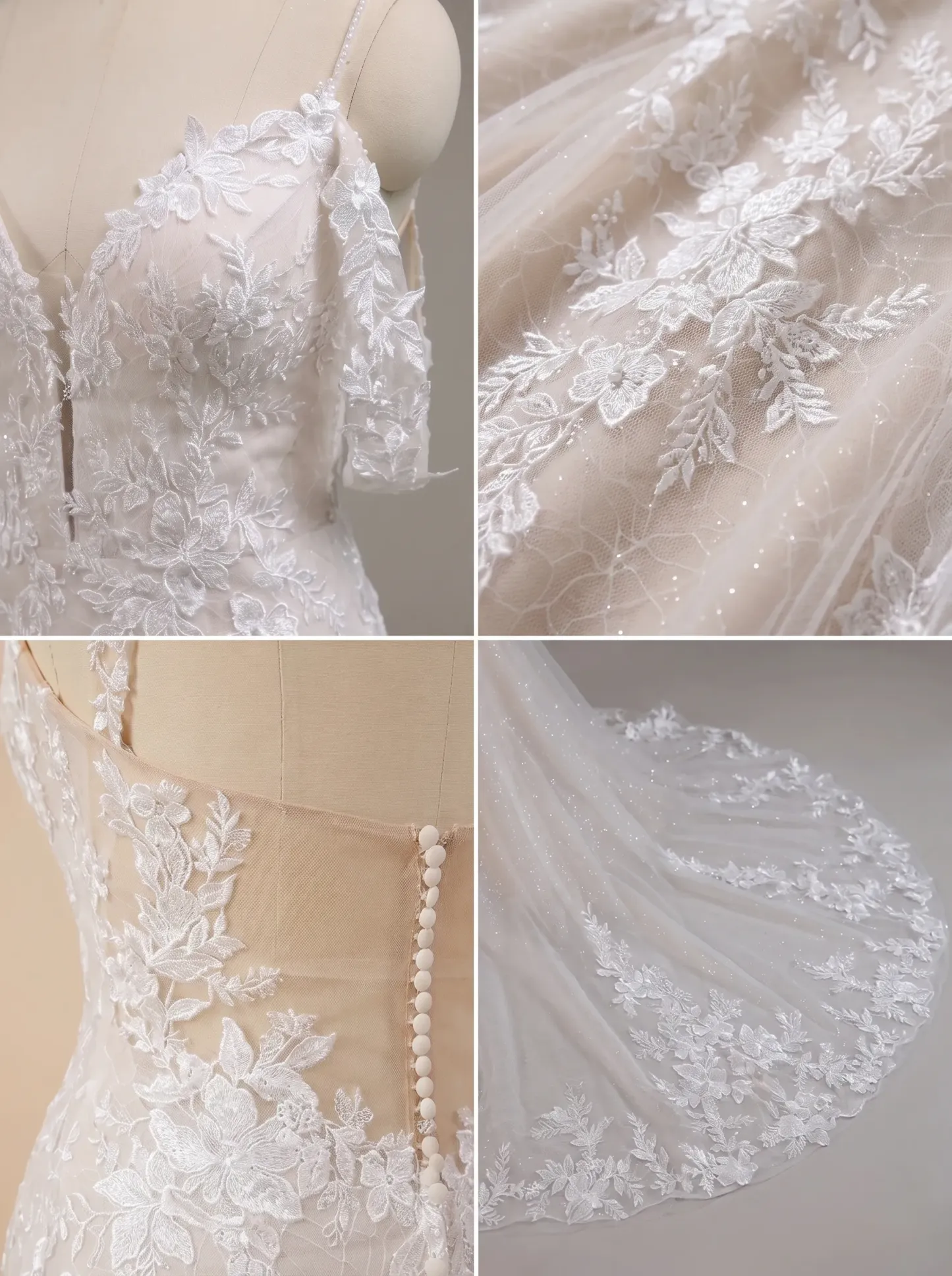Couture Lee V-Neck Lace Mermaid Wedding Dress With Spaghetti Straps