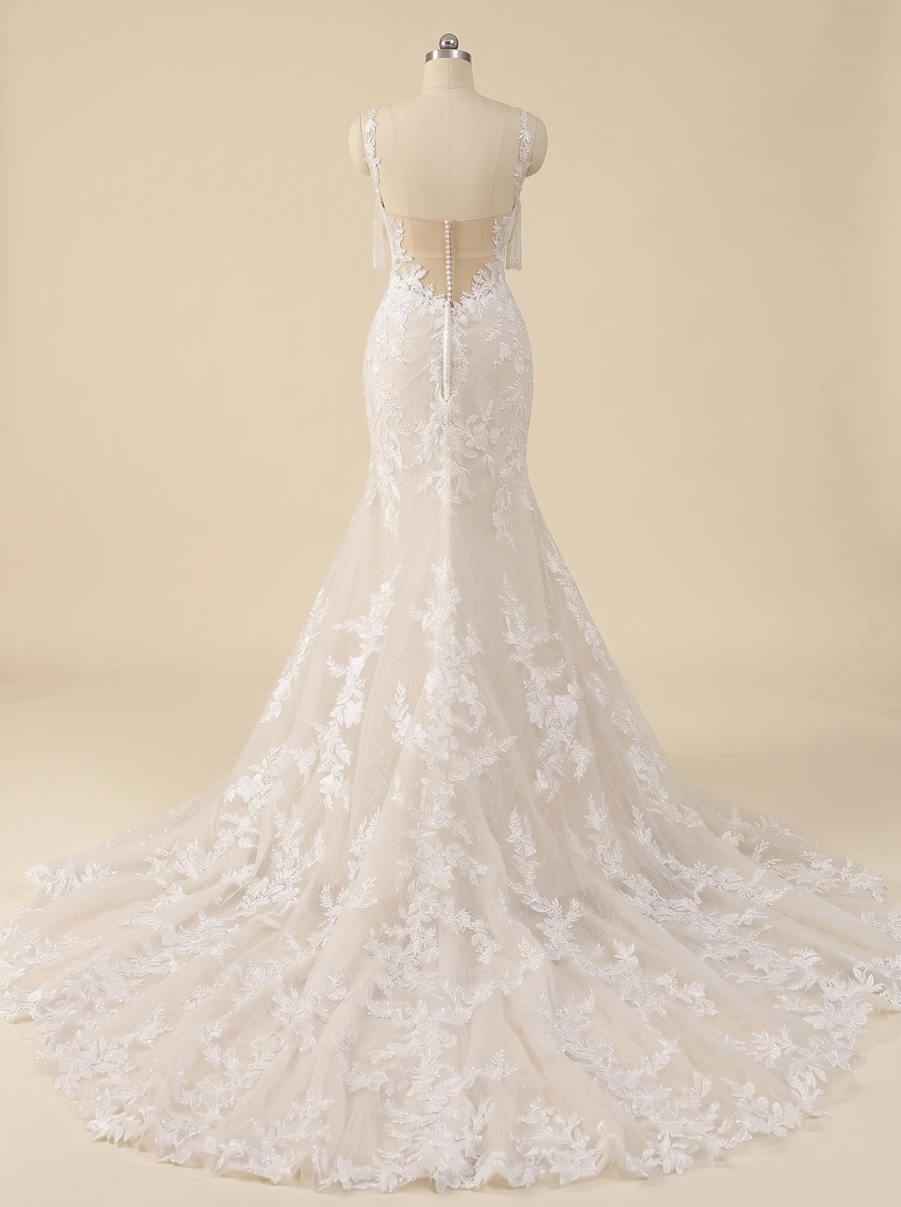Couture Lee V-Neck Lace Mermaid Wedding Dress With Spaghetti Straps
