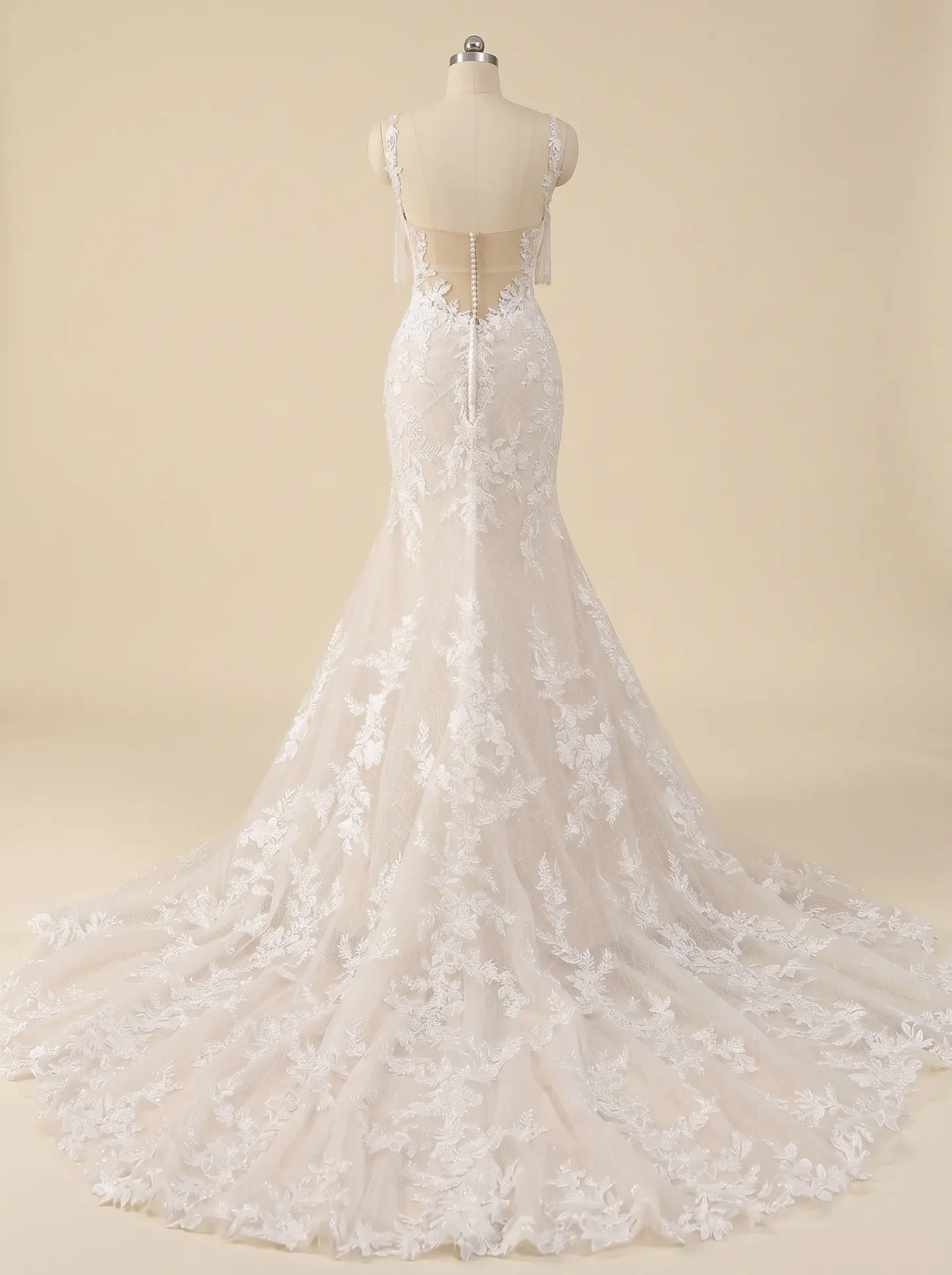 Couture Lee V-Neck Lace Mermaid Wedding Dress With Spaghetti Straps